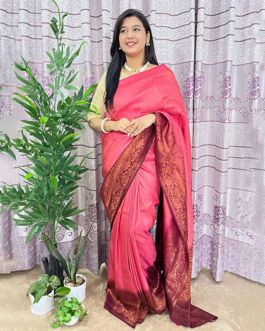 South Indian Silk Saree With Blouse Pcs - Image 3