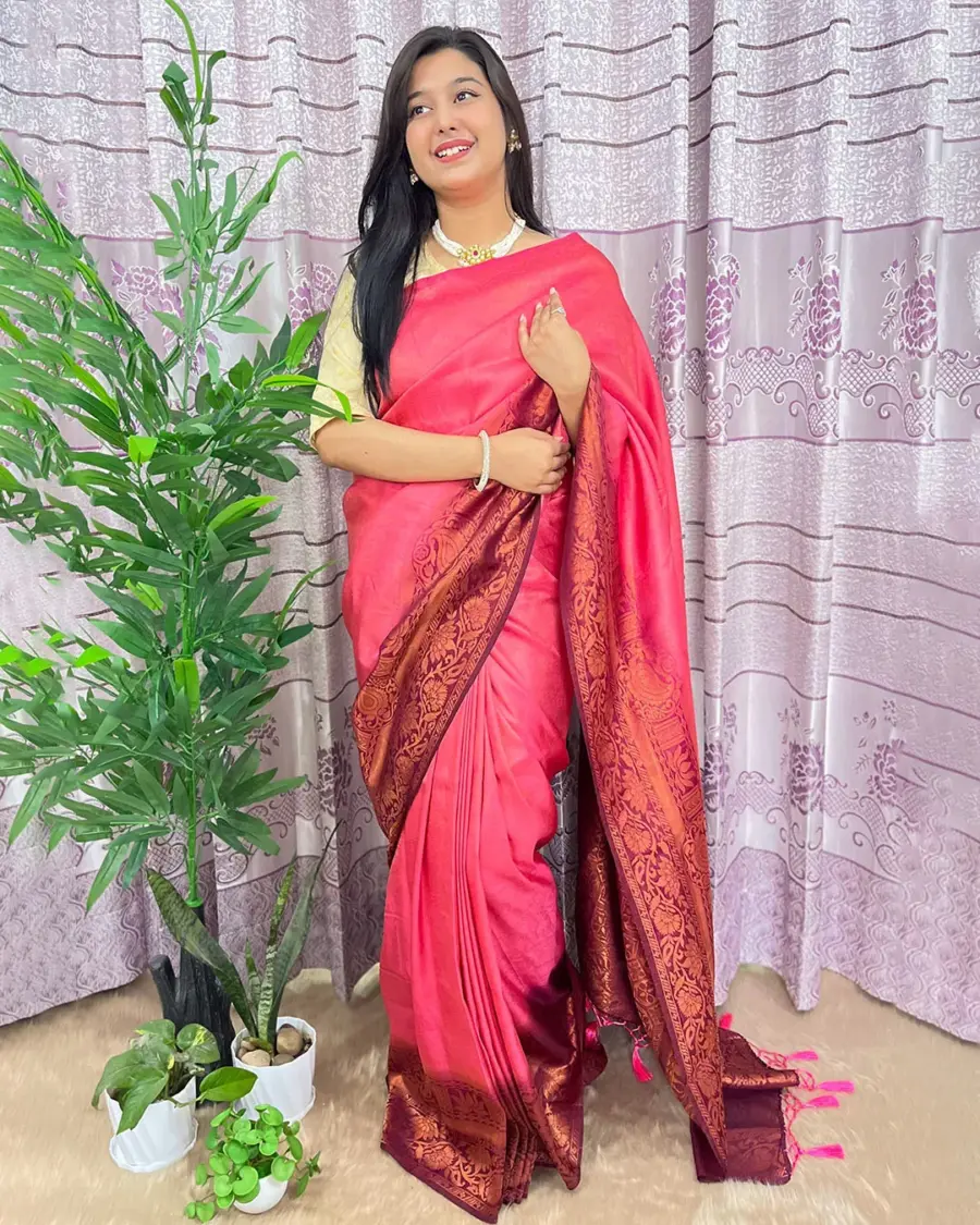 South Indian Silk Saree With Blouse Pcs - Image 2