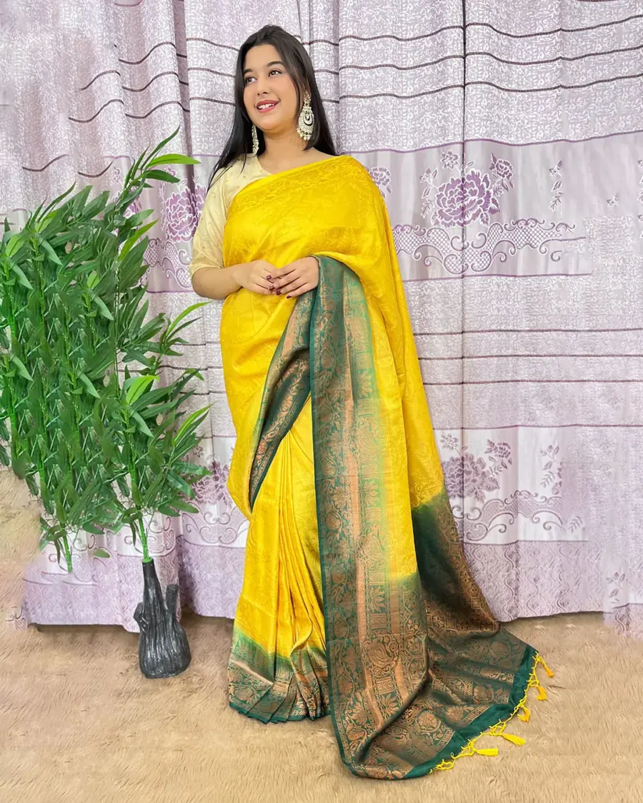 South Indian Silk Saree With Blouse Pcs - Image 4