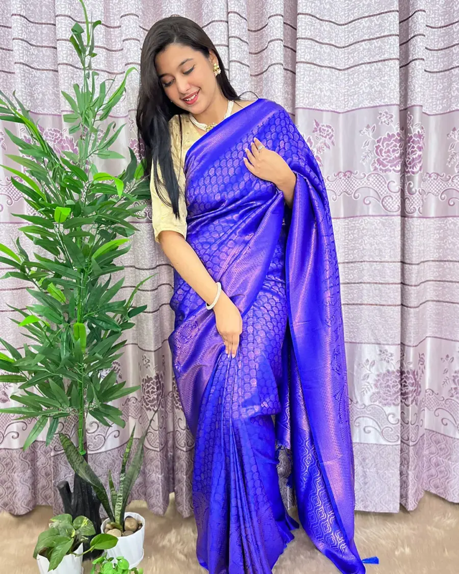 South Indian Silk Saree With Blouse Pcs - Image 3