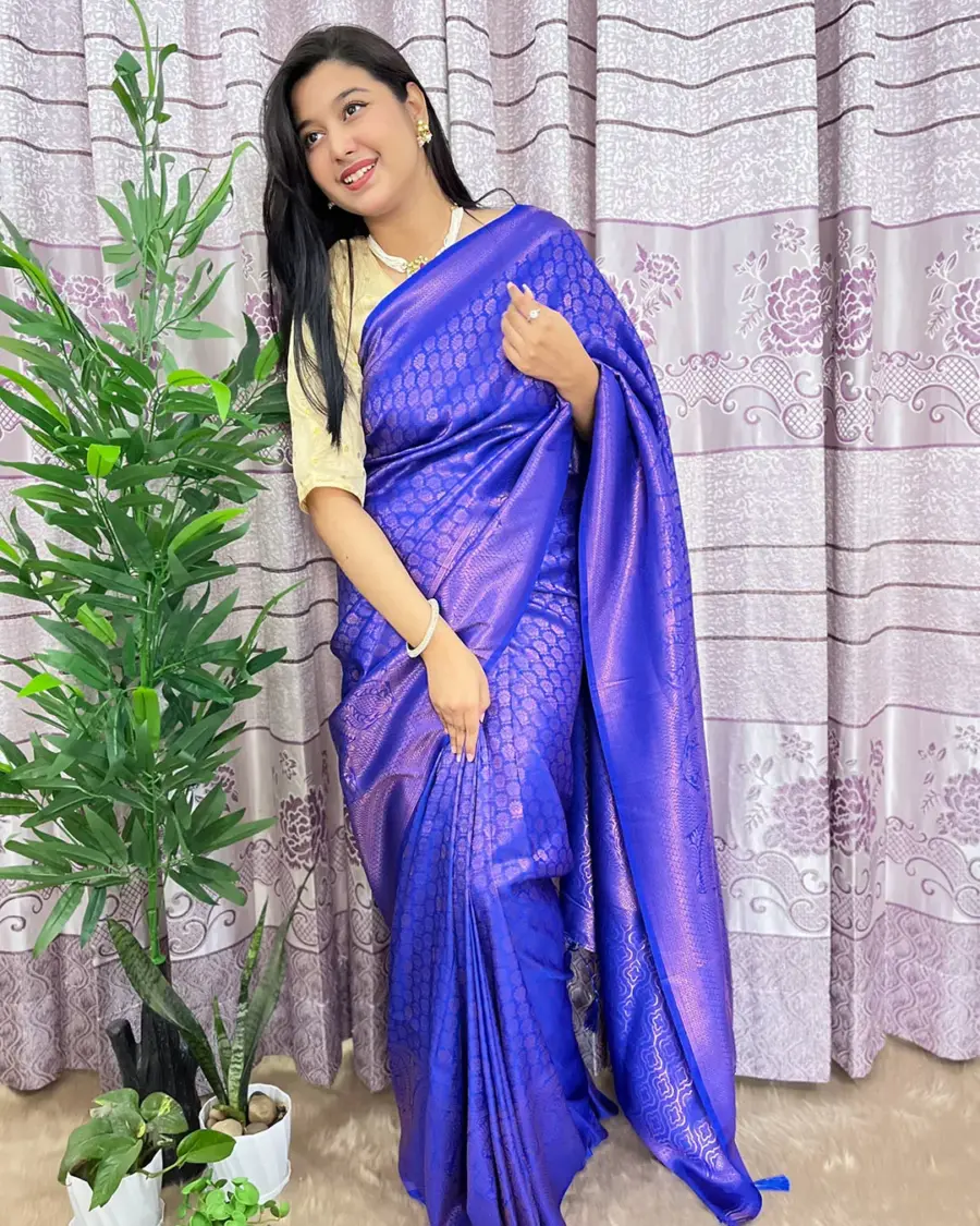 South Indian Silk Saree With Blouse Pcs - Image 2