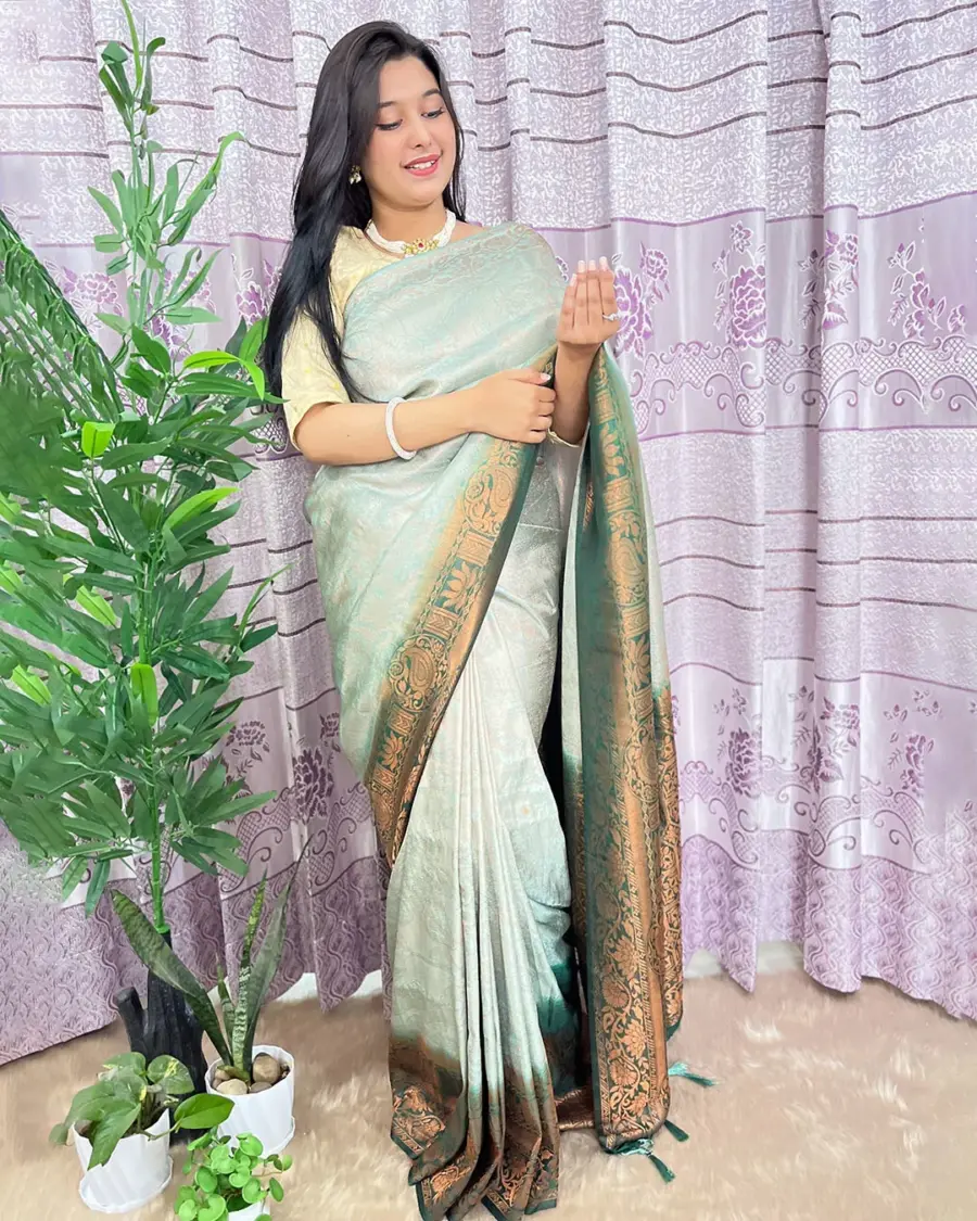 South Indian Silk Saree With Blouse Pcs - Image 4