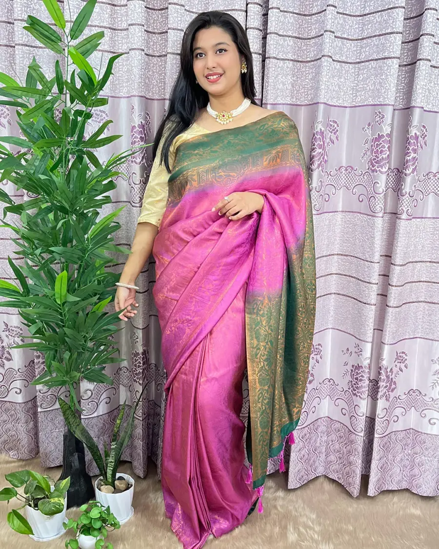 South Indian Silk Saree With Blouse Pcs - Image 6