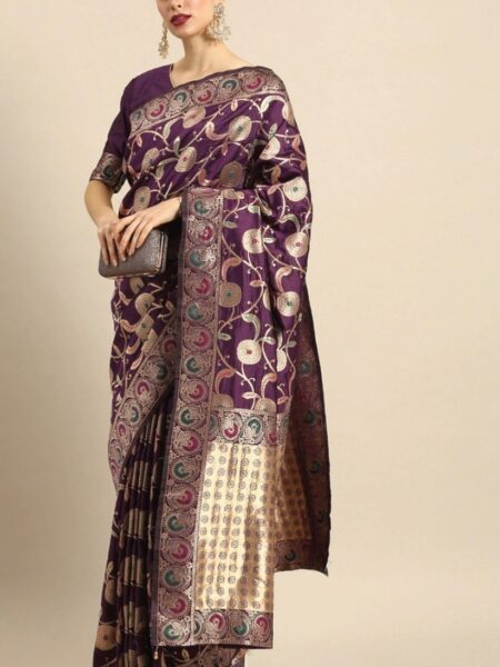 ব্লাউজ পিস সহ প্রিন্টেড সিল্ক শাড়ি