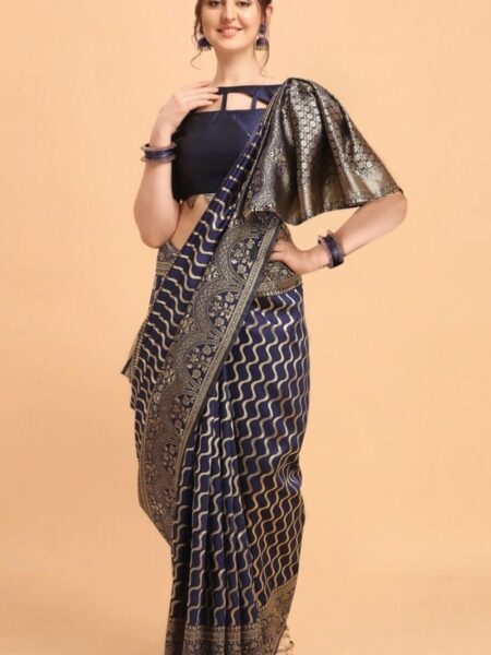 ব্লাউজ পিস সহ প্রিন্টেড সিল্ক শাড়ি