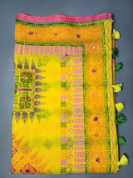 সম্পূর্ণ সুতার ও এমব্রয়ডারি কাজের রাজকীয় ডিজাইন প্রিমিয়াম বুটিক শাড়ি| রানিং ব্লাউজ পিসসহ