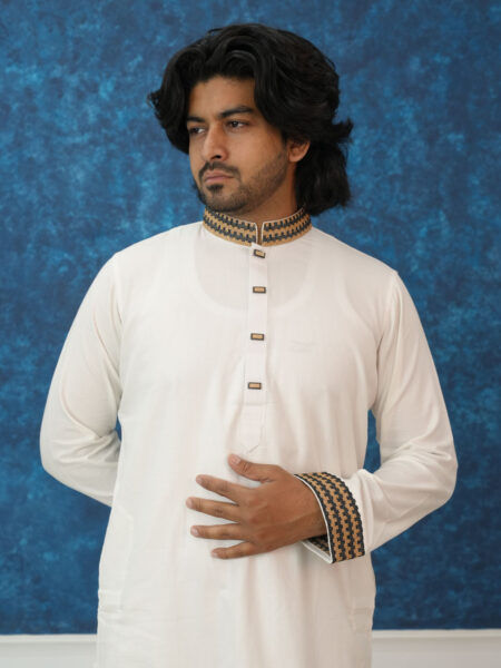 Gold Embroidery Deshi Cotton Panjabi