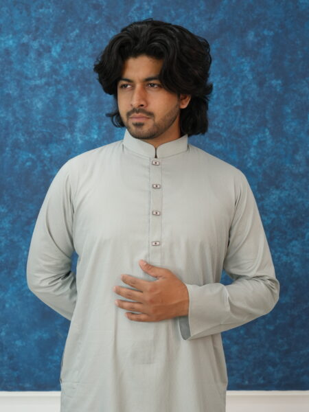 Men's Grey Deshi Cotton Panjabi