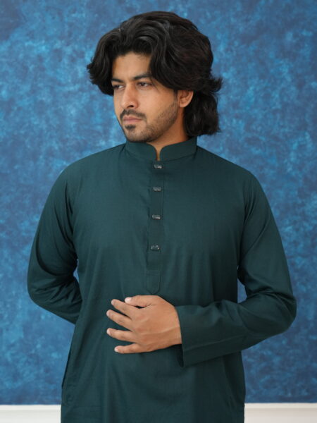 Men's Dark Green Deshi Cotton Panjabi