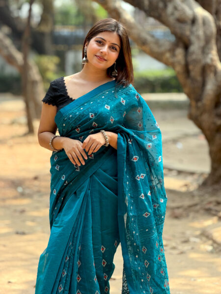 Premium Organza Jamdani Work Saree – Elegant Occasion Wear for Women