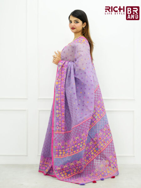 Premium Lavender Saree with Buti & Tassel – Elegant Party Wear for Women