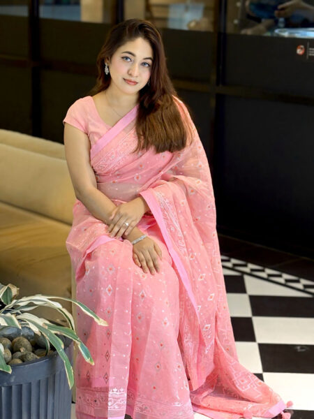 Premium Organza Jamdani Work Saree – Elegant Occasion Wear for Women